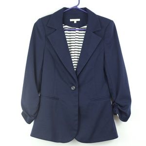41 Hawthorn Ruched Sleeve Navy Blazer